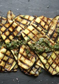 Grilled Eggplant Recipe with Sumac, Mint, & Capers