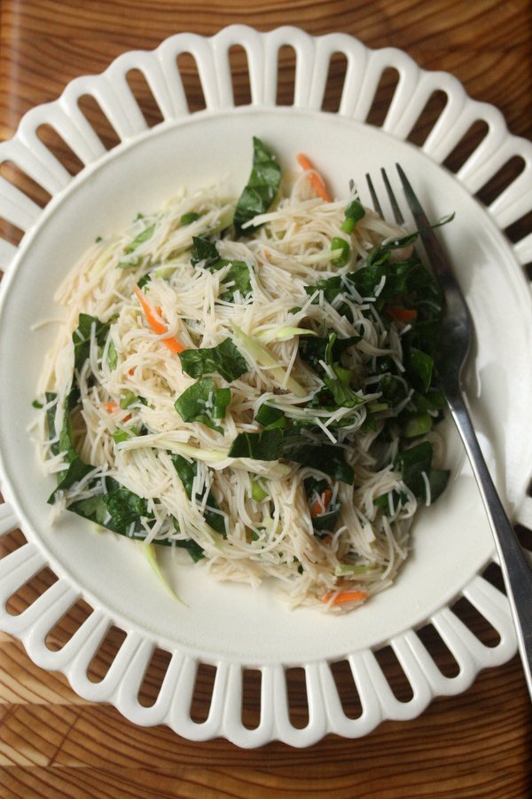 Use vermicelli rice noodles to make this Rice Noodle Salad with Kale, Scallions, and Nuac Cham Sauce