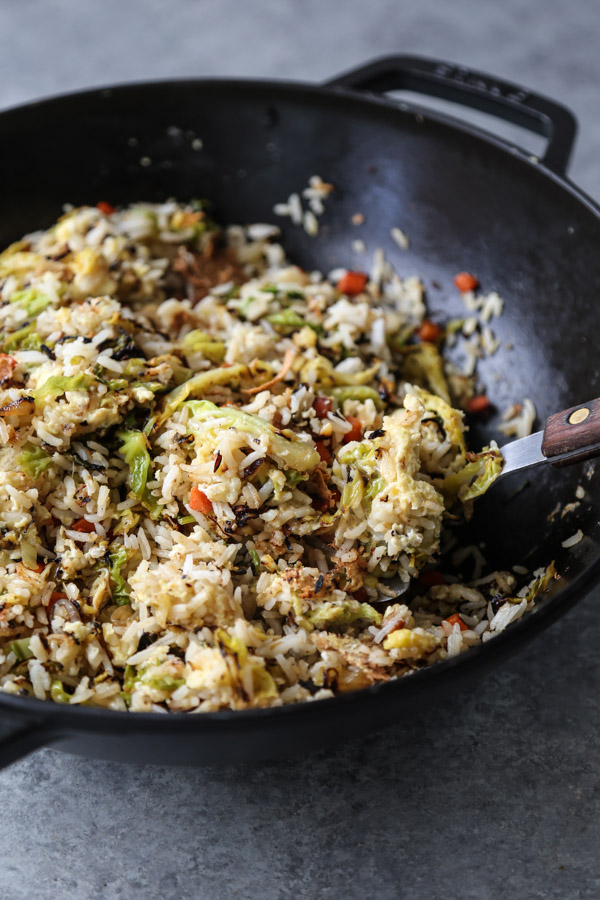Vegetable Fried Rice in a Wok