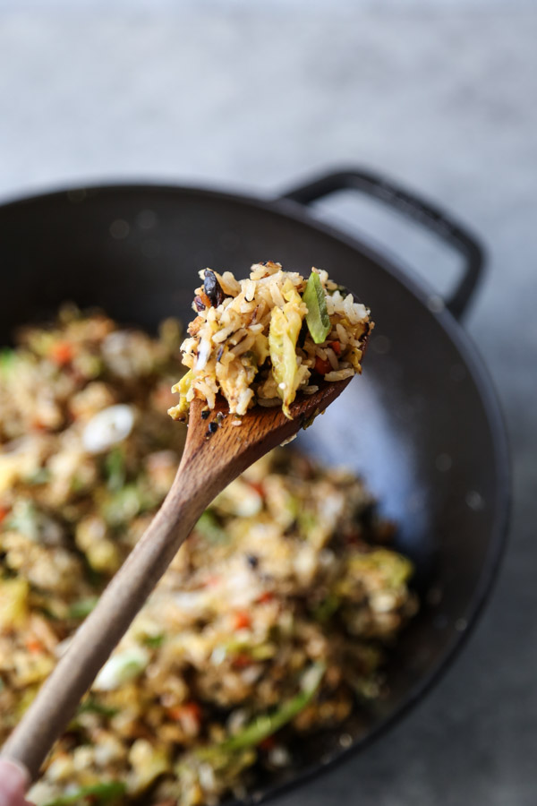 Vegetable Fried Rice in a Wok