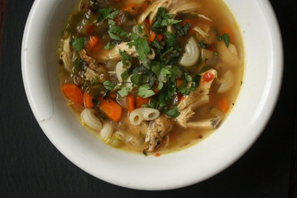 Turkey Noodle Soup with Cilantro and Ginger