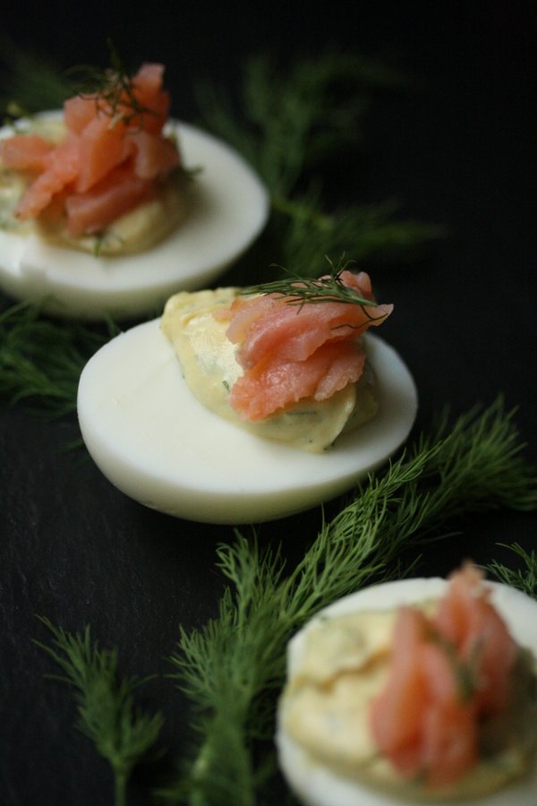 Deviled Eggs with Smoked Salmon and Dill