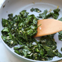 Stir Fried Collard greens in a pan