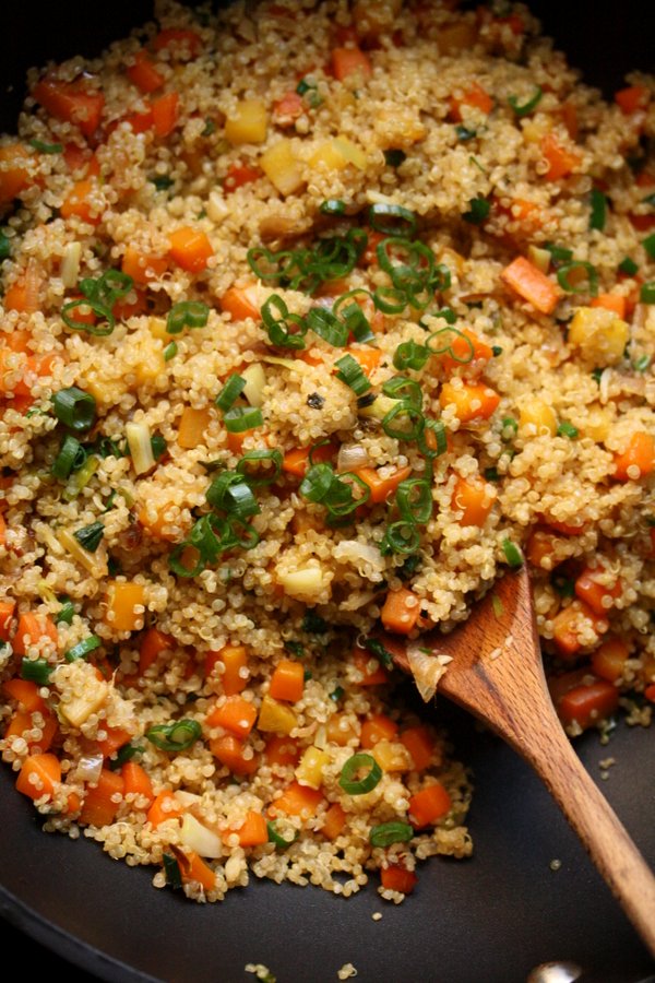 Quinoa Veggie Fried Rice with Egg and Scallions