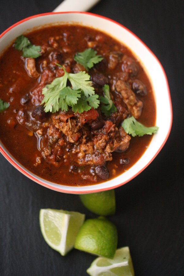Turkey Chili with Black Beans and Jalapeno