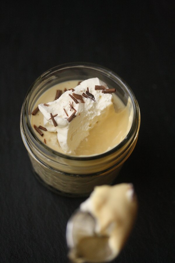 Salted Caramel Budino with Whipped Cream