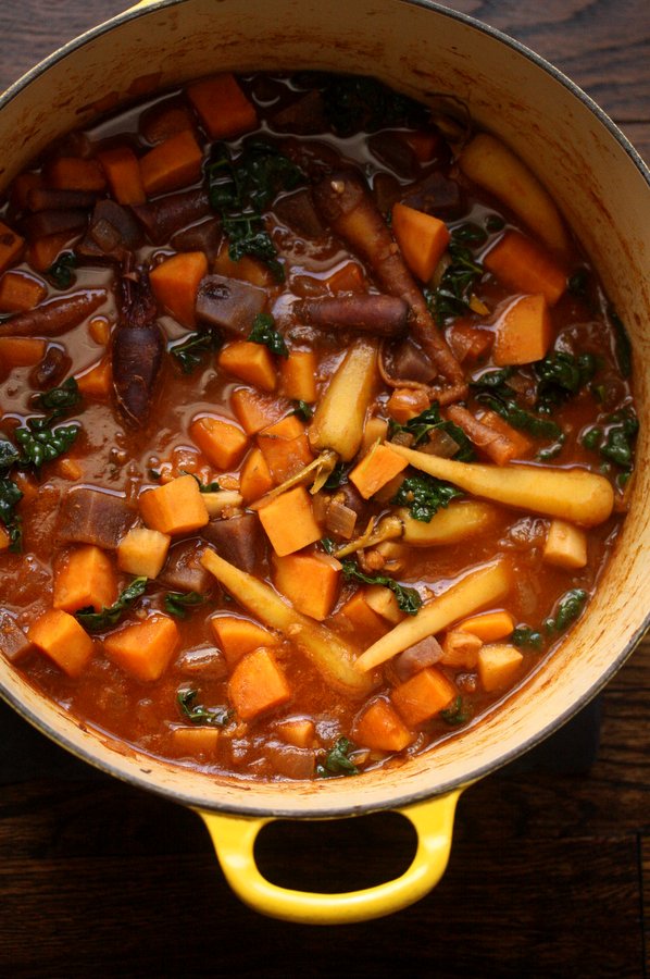 Root Vegetable Tagine with Kale