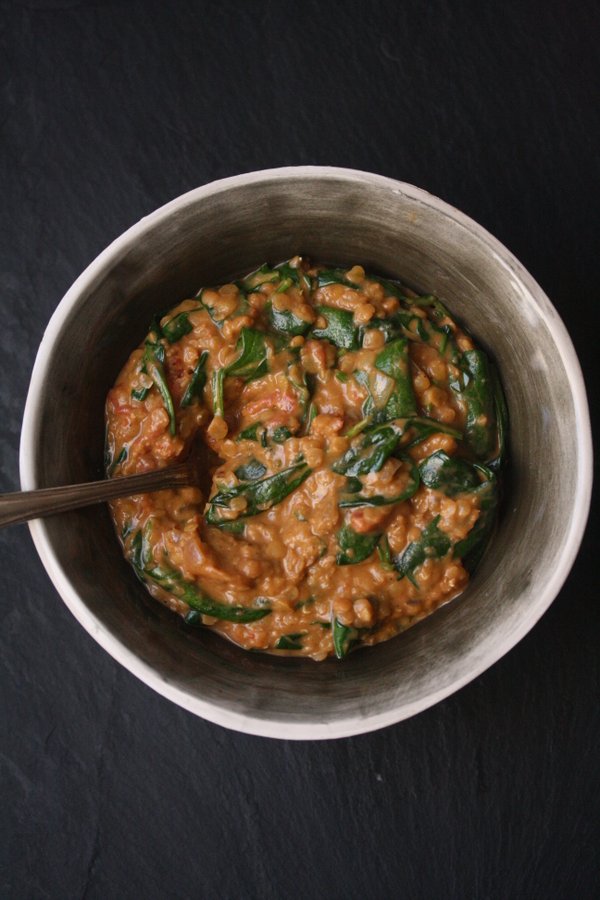 Red Lentil and Spinach Masala