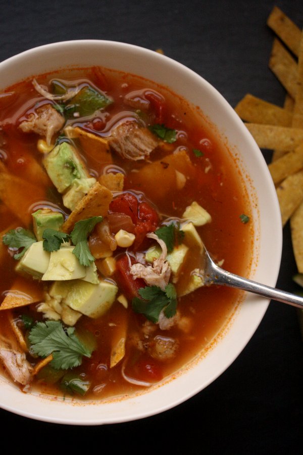 Spring Chicken Tortilla Soup - easy, spicy and packed with vegetables. 