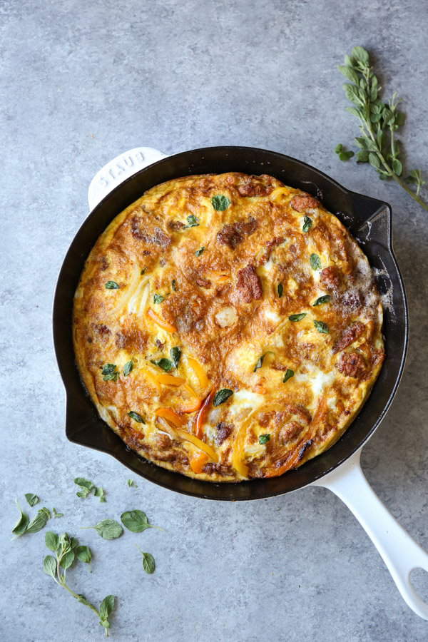 baked oven frittata in a pan