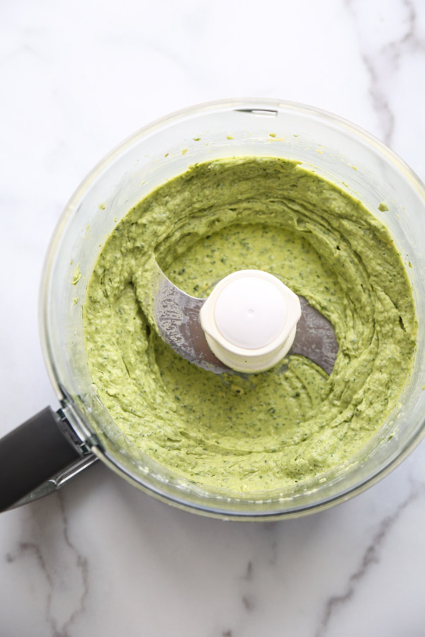 Green Goddess Avocado Dip Recipe in a food processor