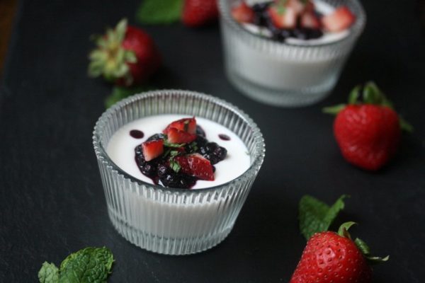 Red, White & Blue Coconut Panna Cotta with Summer Blueberry Strawberry Compote | Gluten and Dairy Free Desserts | Healthy
