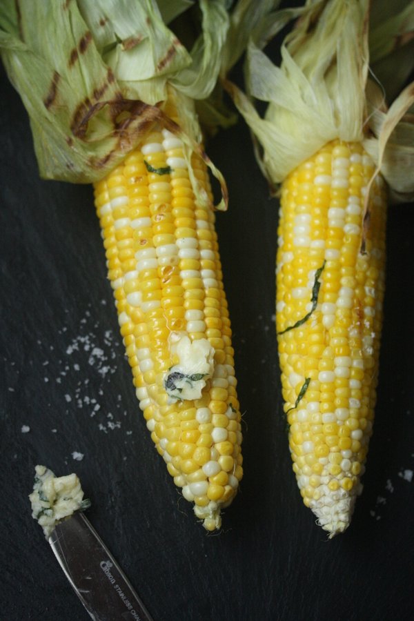 Grilled Corn on the Cob Recipe with Honey Basil Butter | Super Easy Grilled in the Husk