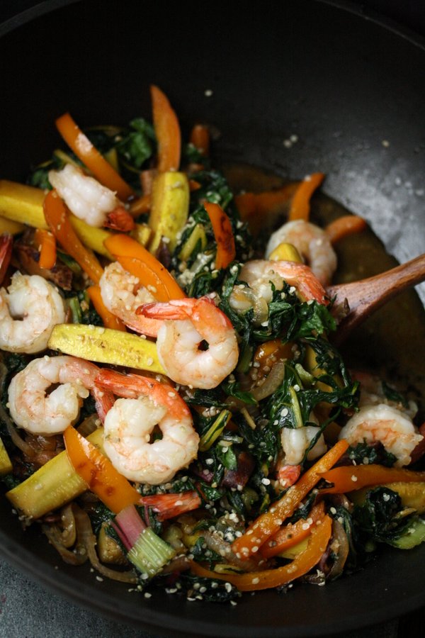 Sesame Shrimp Stir Fry Recipe with Summer Vegetables | Easy, Healthy