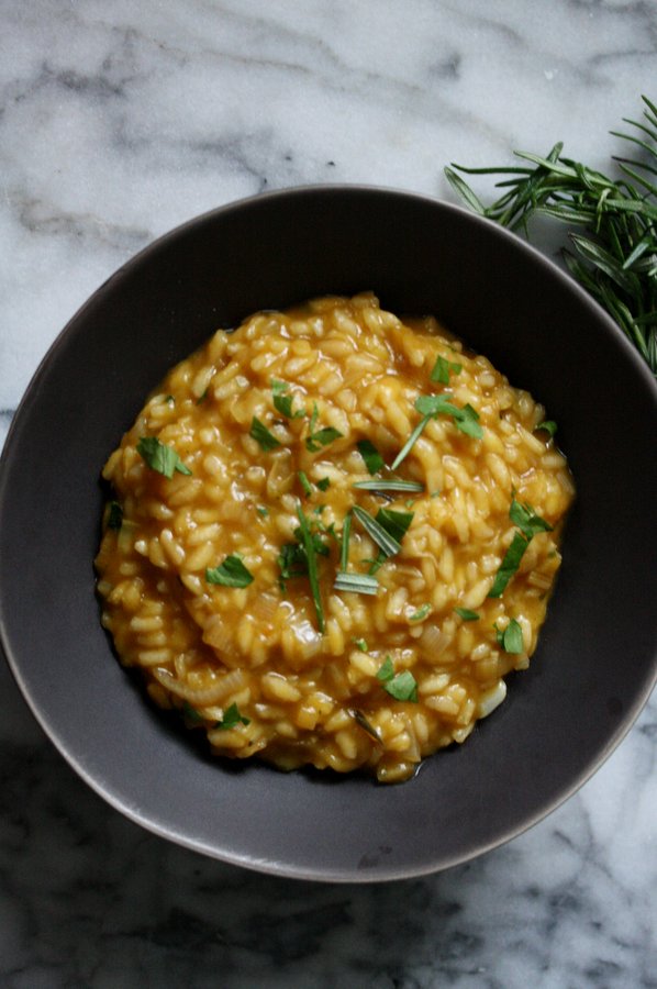 The best pumpkin risotto with herbs - creamy, healthy and gluten-free!