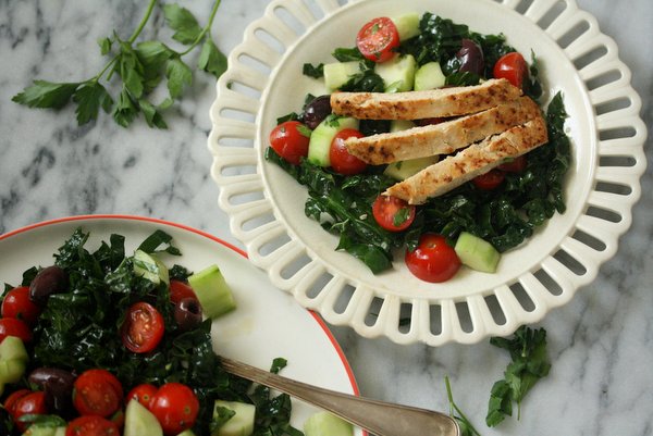 Greek Kale Salad with Chick’n | Healthy Salad Recipes | Vegan