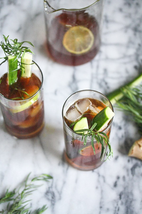 Healthy Pimm's Cup Cocktail Recipe with Ginger, Lime and Tarragon | Herby, Summer Cocktail Recipes | Feed Me Phoebe