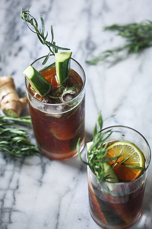 Healthy Pimm's Cup Cocktail Recipe with Ginger, Lime and Tarragon | Herby, Summer Cocktail Recipes | Feed Me Phoebe
