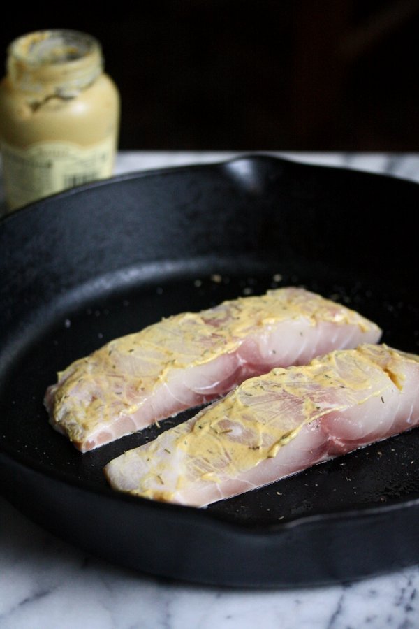Healthy Baked Fish Recipe | With Dijon Mustard and Provencal Tomatoes | You Can Use Halibut, Striped Bass, Mahi Mahi, or Sea Bass!