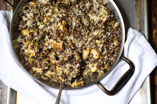 Brussel Sprout au Gratin Recipe with Quinoa and Cheddar Cheese | Gluten-Free Gratin Recipe