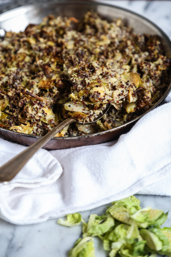 Brussel Sprout Gratin Recipe with Quinoa and Cheddar Cheese | Gluten-Free Gratin Recipe