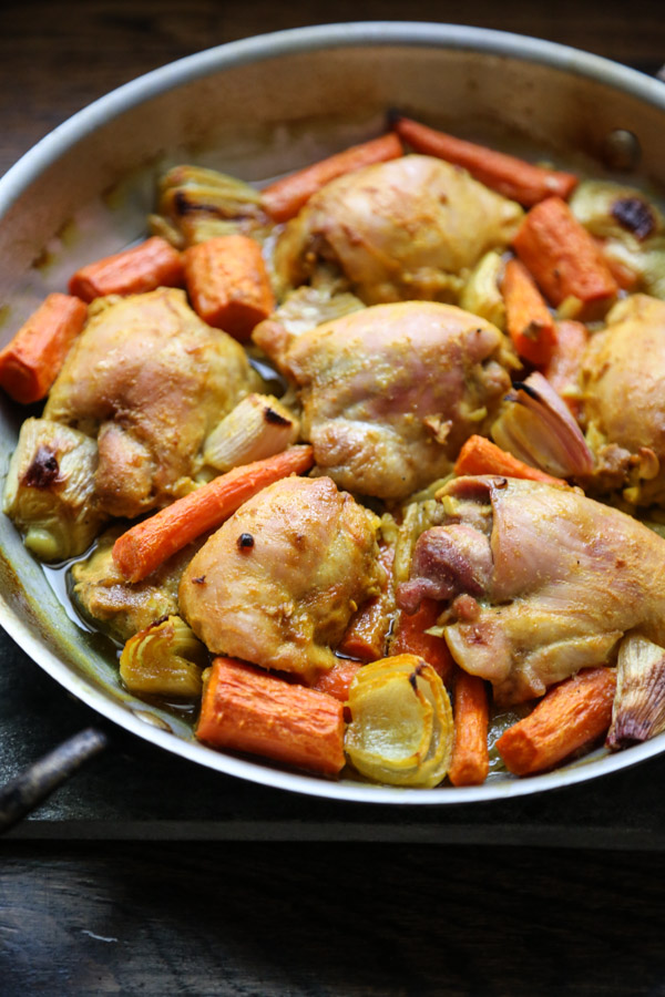 Easy Moroccan Chicken Recipe | Baked Spiced Thighs with Carrots and Shallots