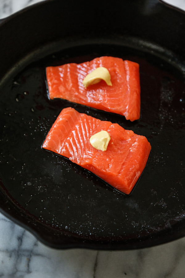Hemp Crusted Salmon with Beet Hummus, Greens, and Lemon-Tahini Sauce | Healthy Fish Recipes