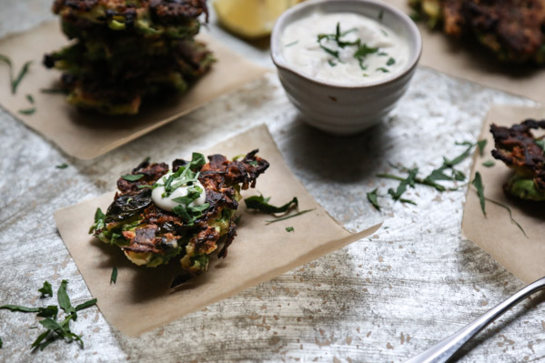 Gluten-Free Brussels Sprout Latkes with Anchovy Aioli | Healthy Appetizers 
