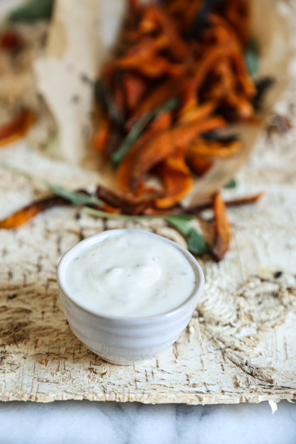 Baked Butternut Squash Fries with Sage and Anchovy Aioli | Healthy Comfort Food 