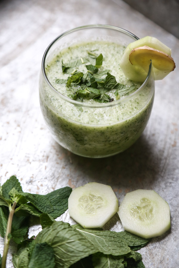 Pineapple Tropical Smoothie Recipe with Ginger, Mint, Cucumber and Coconut Water | Healthy Smoothies