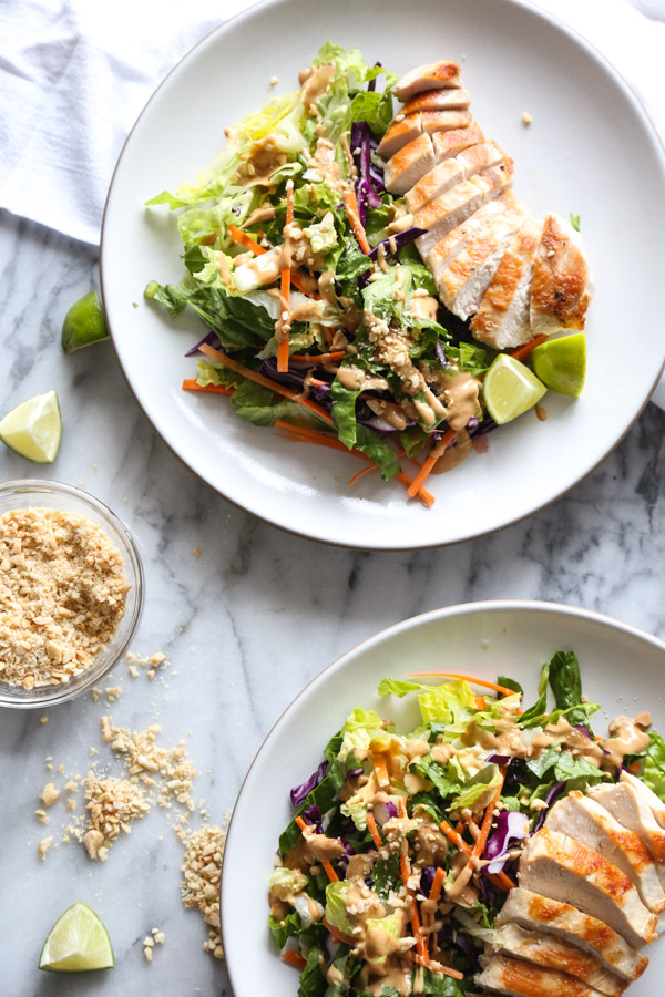 Easy Asian Chicken Salad With Peanut Dressing Feed Me Phoebe