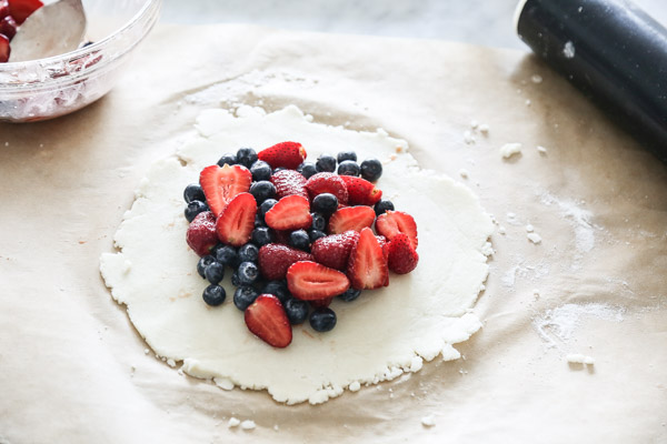 Red, White and Blueberry Galettes | A Gluten-Free Tart, Packed with Strawberries, Topped with Vanilla Ice Cream, and Perfect for the Fourth of July | Feed Me Phoebe