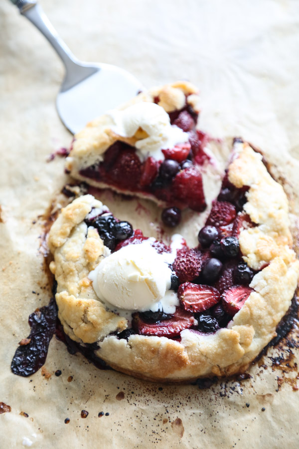 Red, White and Blueberry Galettes | A Gluten-Free Tart, Packed with Strawberries, Topped with Vanilla Ice Cream, and Perfect for the Fourth of July | Feed Me Phoebe