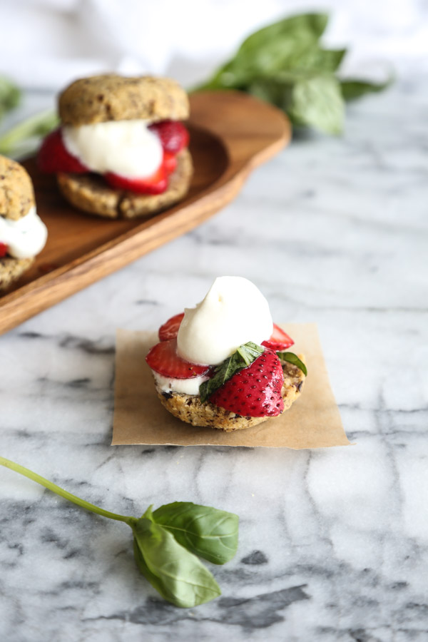 Gluten-Free Strawberry Shortcakes | Berried Macerated with Basil, Tequila and Honey | Shortcakes Made From Hazelnut Flour! An Easy Paleo Dessert Recipe | Feed Me Phoebe
