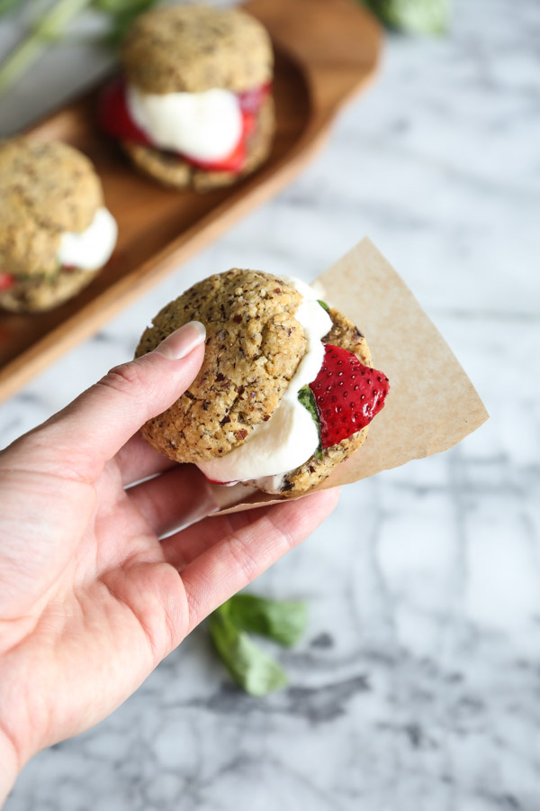 Gluten-Free Strawberry Shortcakes | Berried Macerated with Basil, Tequila and Honey | Shortcakes Made From Hazelnut Flour! An Easy Paleo Dessert | Feed Me Phoebe