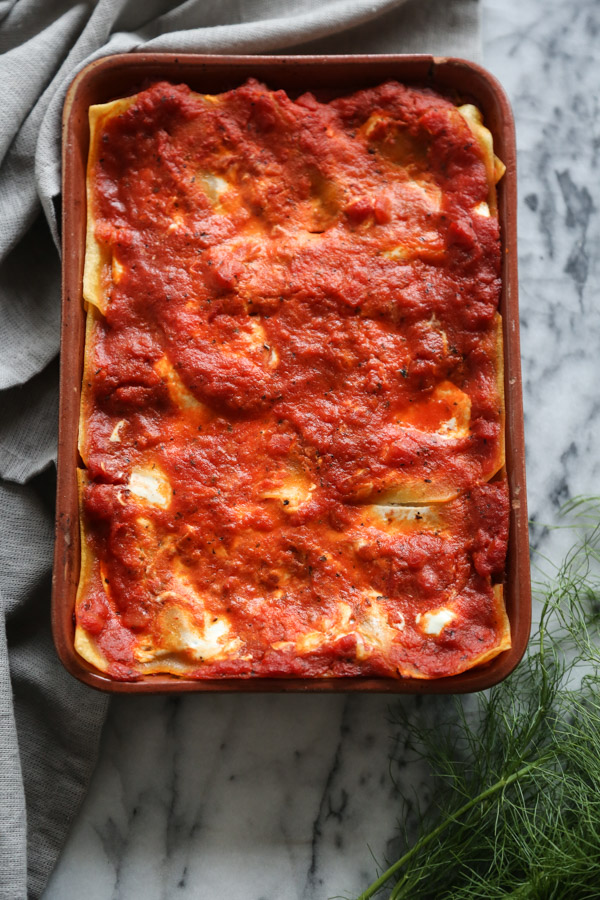 This Greek Lasanga recipe with ground lamb, chard and fennel is a healthy gluten-free spin on two wonderful Mediterranean casseroles: moussaka & pastitsio | Feed Me Phoebe