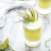 This fresh limeade recipe from the #KaleandCaramelCookbook is made naturally sweet and anise-y thanks to apple and fennel. It's an inspired combination and can be made in a blender! @kaleandcaramel