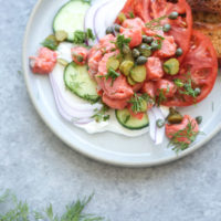 Dill Pickle Salmon Ceviche Recipe with Gluten-Free Bagel Chips | Healthy, Easy, Summer Appetizer