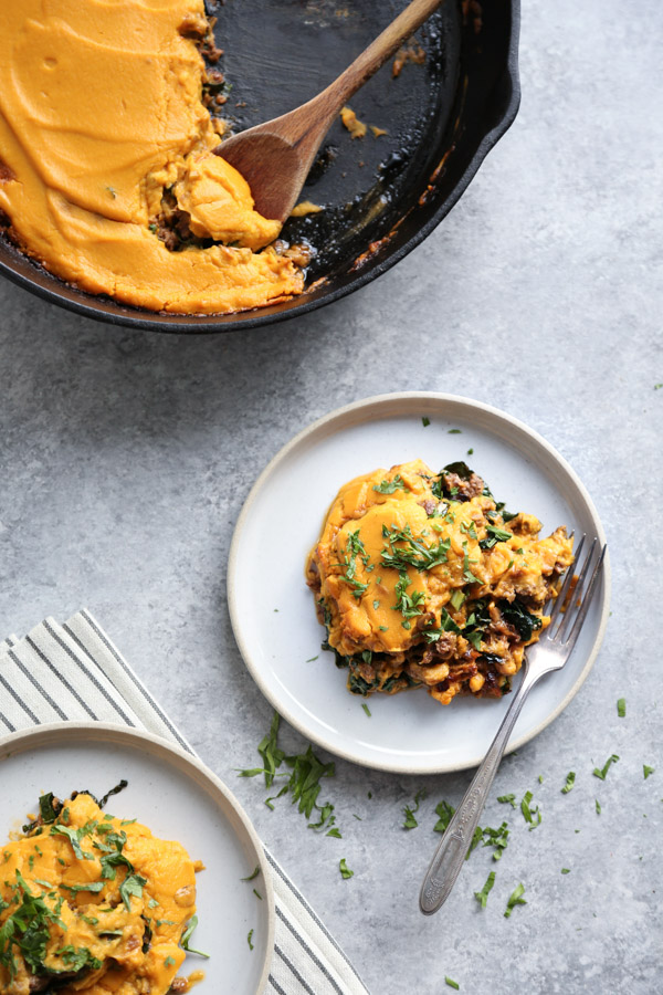 Healthy Shepherd’s Pie Recipe with Red Curry Beef, Coconut Kale and Pumpkin Mash | Easy, Gluten-Free, Quick