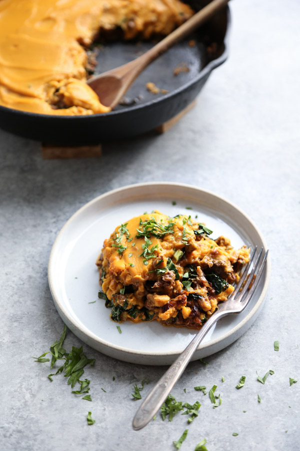 Healthy Shepherd’s Pie Recipe with Red Curry Beef, Coconut Kale and Pumpkin Mash | Easy, Gluten-Free, Quick