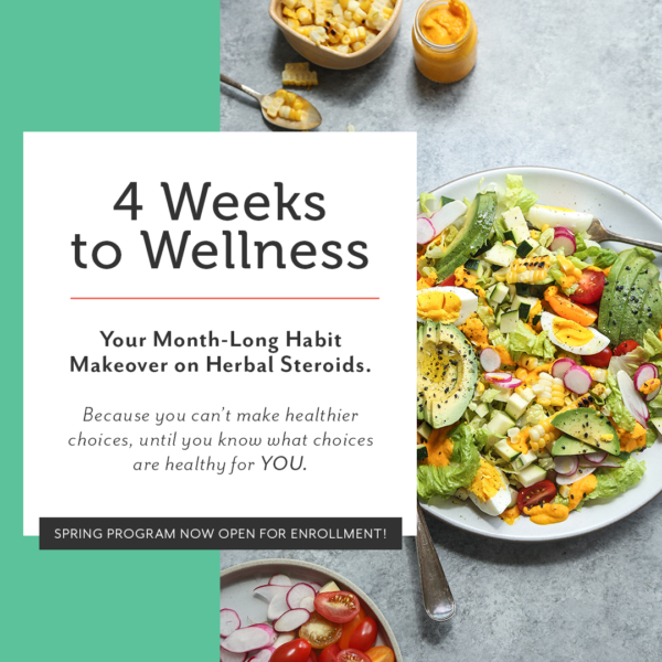 4 weeks to the wellness flyer with a picture of a salad