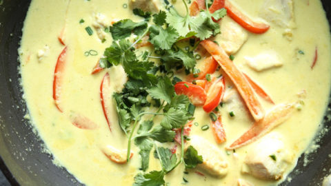 Thai Green Curry Chicken Recipe in a Wok