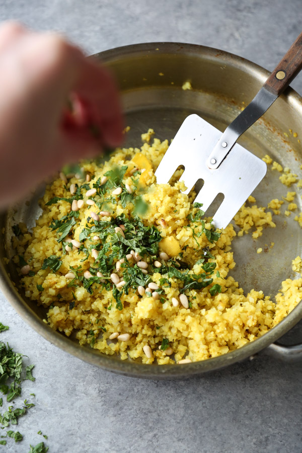 healthy couscous in a pan