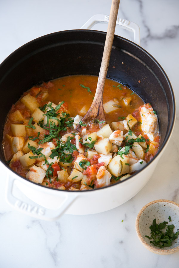 Spanish Fish Stew Recipe with Cod, Potatoes and Peppers