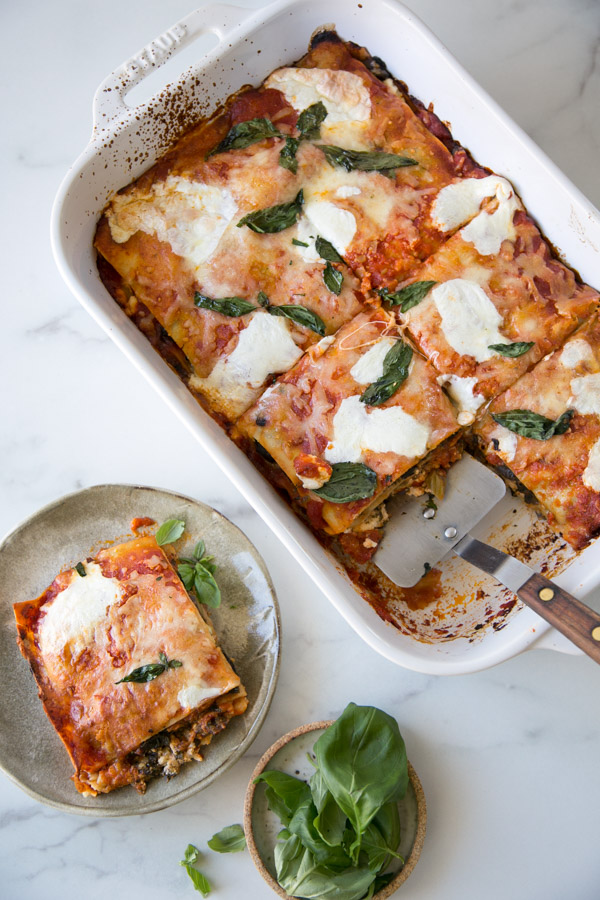 Vegetarian Eggplant-Kale Caponata Low FODMAP Lasagna Recipe 