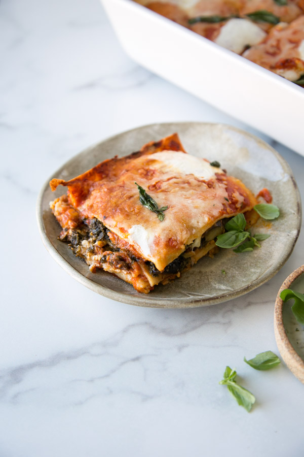 Low FODMAP Lasagna Recipe with eggplant, kale and no boil gluten-free noodles - Plus more low FODMAP vegetarian recipes!