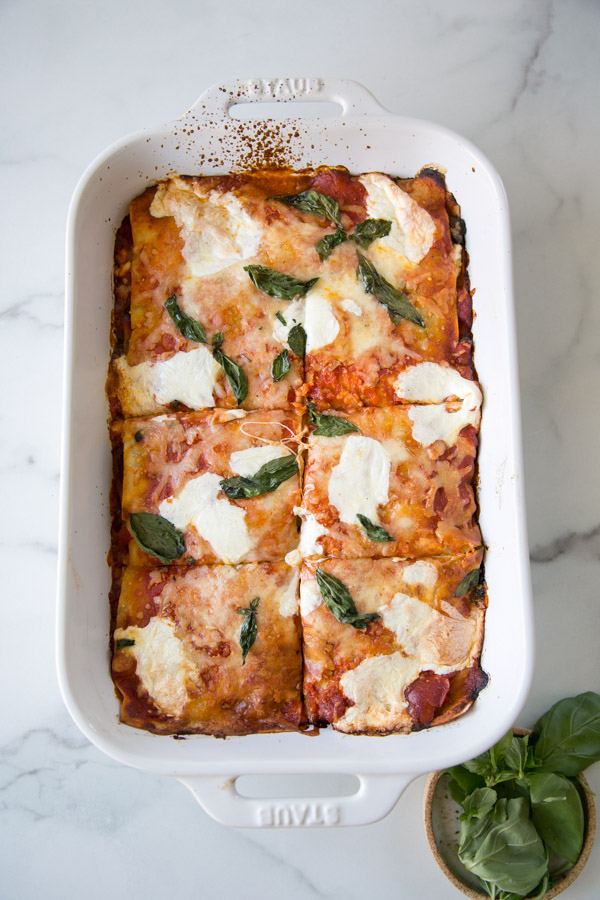 Low FODMAP Lasagna Recipe with eggplant, kale and no boil gluten-free noodles - Plus more low FODMAP vegetarian recipes!