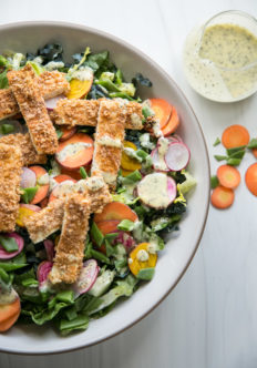 Vegan Crispy Baked Tofu Salad Recipe with Creamy Lemon Poppy Dressing