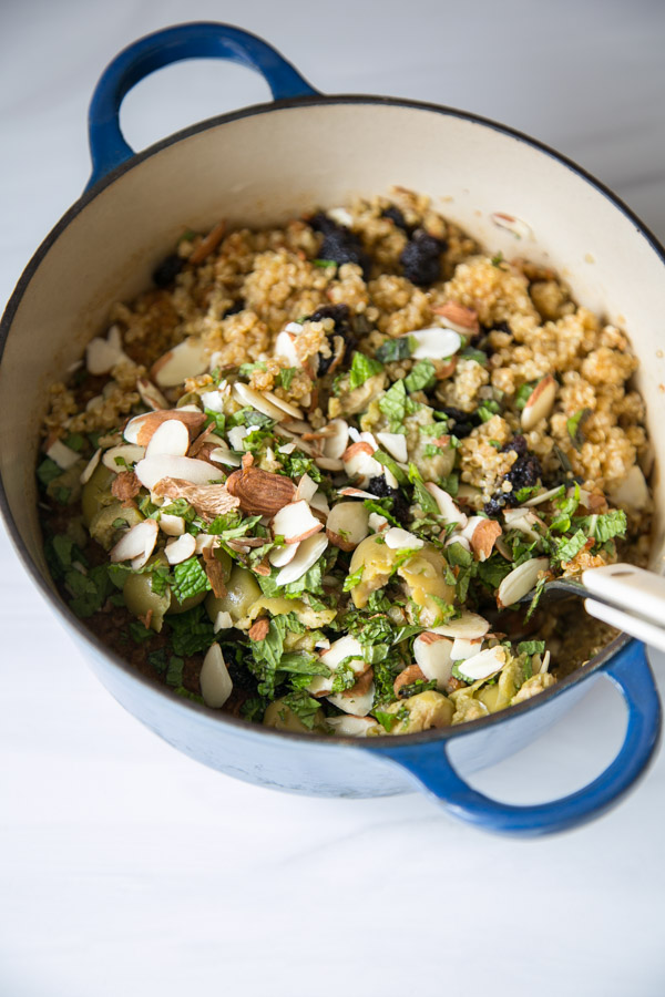 Chermoula baked eggplant ottolenghi-style recipe with quinoa pilaf in a pot (vegan, vegetarian, Low FODMAP Optional)