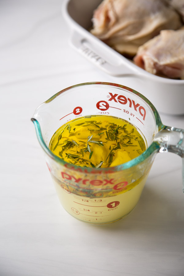 Lemon marinade for Greek Chicken Thighs and Potatoes (Gluten-Free)
